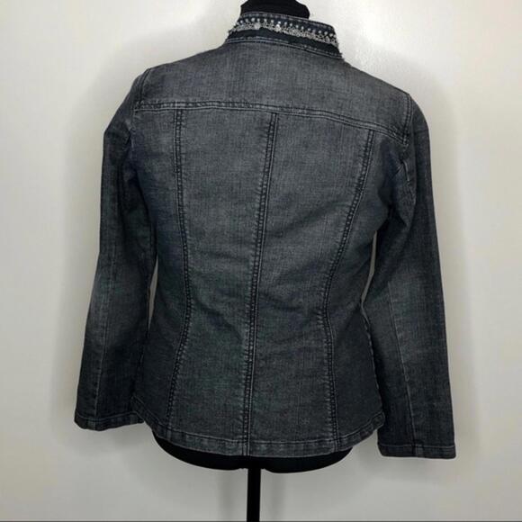 Chicos Heritage Denim‎ Beaded Jean Jacket Sz M or 1 - Picture 8 of 10